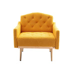 Fauteuil capitonné en peluche avec pieds or rose