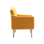 Fauteuil capitonné en peluche avec pieds or rose