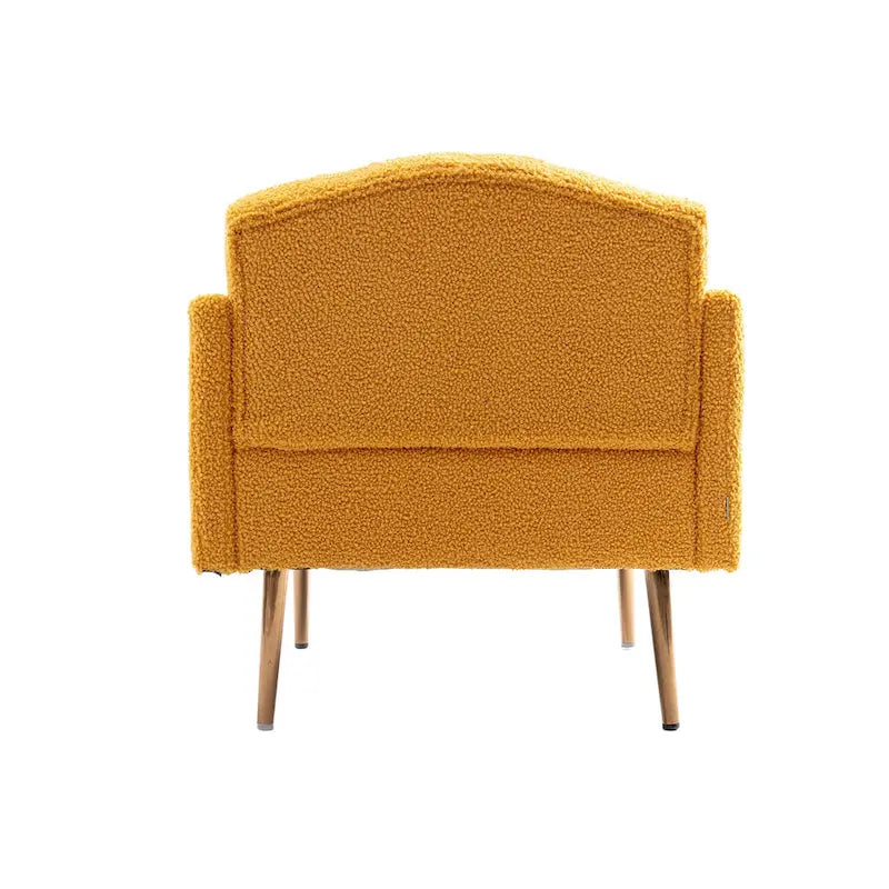 Fauteuil capitonné en peluche avec pieds or rose