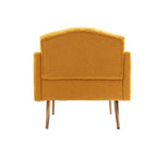 Fauteuil capitonné en peluche avec pieds or rose