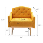 Fauteuil capitonné en peluche avec pieds or rose