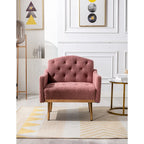 Fauteuil capitonné en peluche avec pieds or rose