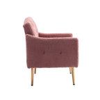 Fauteuil capitonné en peluche avec pieds or rose