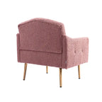 Fauteuil capitonné en peluche avec pieds or rose