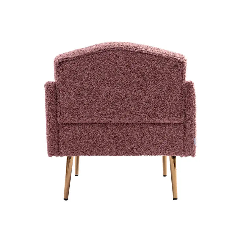 Fauteuil capitonné en peluche avec pieds or rose