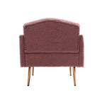 Fauteuil capitonné en peluche avec pieds or rose
