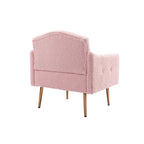 Fauteuil capitonné en peluche avec pieds or rose