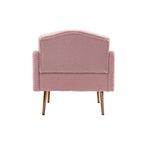 Fauteuil capitonné en peluche avec pieds or rose
