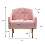 Fauteuil capitonné en peluche avec pieds or rose
