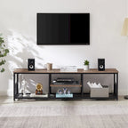 TV Stand Industrial Entertainment Center Media Console Table with Storage and Mesh Shelf for Living Room/Bedroom, Brown