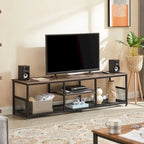 TV Stand Industrial Entertainment Center Media Console Table with Storage and Mesh Shelf for Living Room/Bedroom, Brown