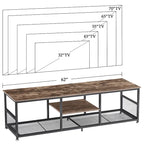 TV Stand Industrial Entertainment Center Media Console Table with Storage and Mesh Shelf for Living Room/Bedroom, Brown