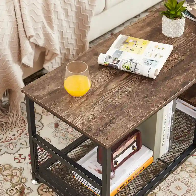 TV Stand Industrial Entertainment Center Media Console Table with Storage and Mesh Shelf for Living Room/Bedroom, Brown