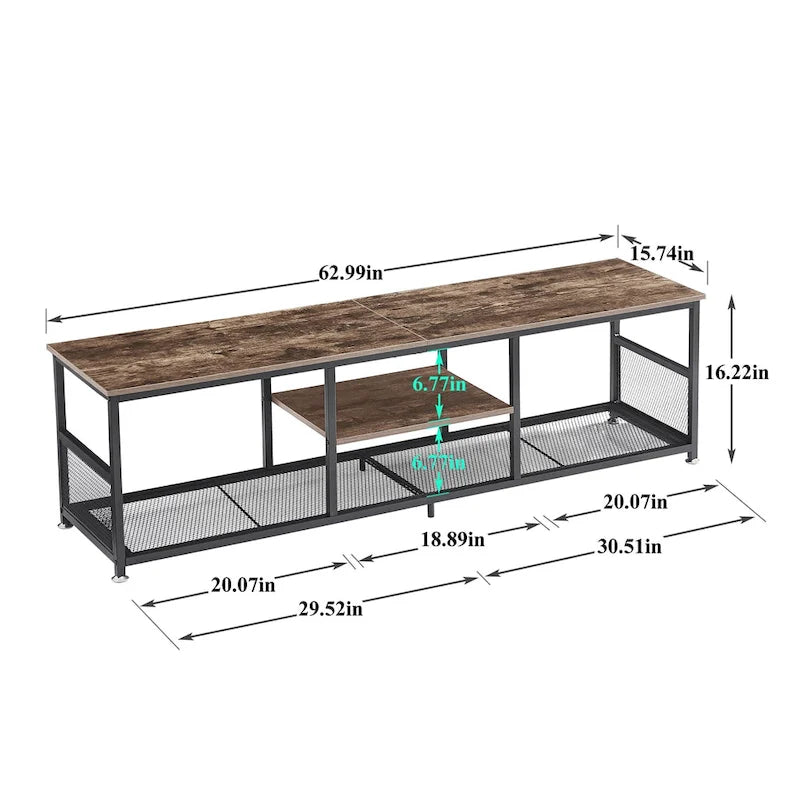 TV Stand Industrial Entertainment Center Media Console Table with Storage and Mesh Shelf for Living Room/Bedroom, Brown