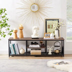 TV Stand Industrial Entertainment Center Media Console Table with Storage and Mesh Shelf for Living Room/Bedroom, Brown