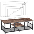TV Stand Industrial Entertainment Center Media Console Table with Storage and Mesh Shelf for Living Room/Bedroom, Brown