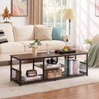 TV Stand Industrial Entertainment Center Media Console Table with Storage and Mesh Shelf for Living Room/Bedroom, Brown