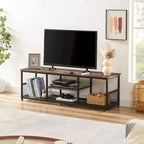 TV Stand Industrial Entertainment Center Media Console Table with Storage and Mesh Shelf for Living Room/Bedroom, Brown