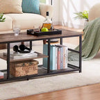 TV Stand Industrial Entertainment Center Media Console Table with Storage and Mesh Shelf for Living Room/Bedroom, Brown