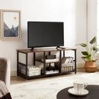 TV Stand Industrial Entertainment Center Media Console Table with Storage and Mesh Shelf for Living Room/Bedroom, Brown