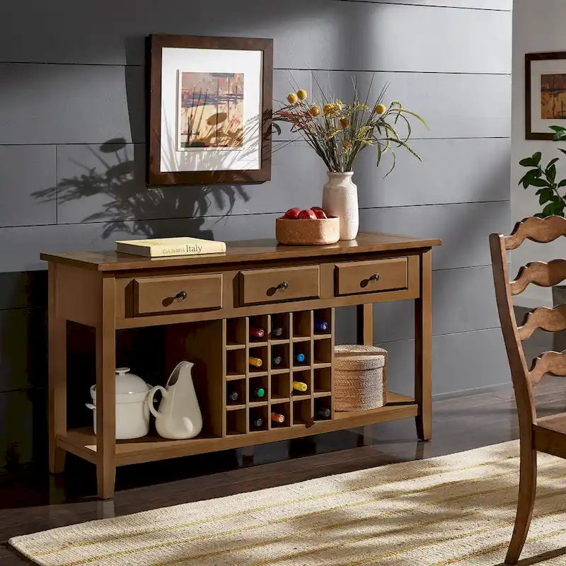 Eleanor Two-Tone Wood Wine Rack Buffet Server by iNSPIRE Q Classic