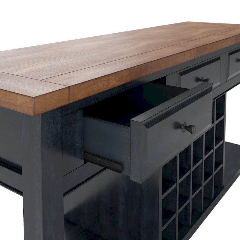 Buffet-bahut deux tons en bois avec casier à vin
