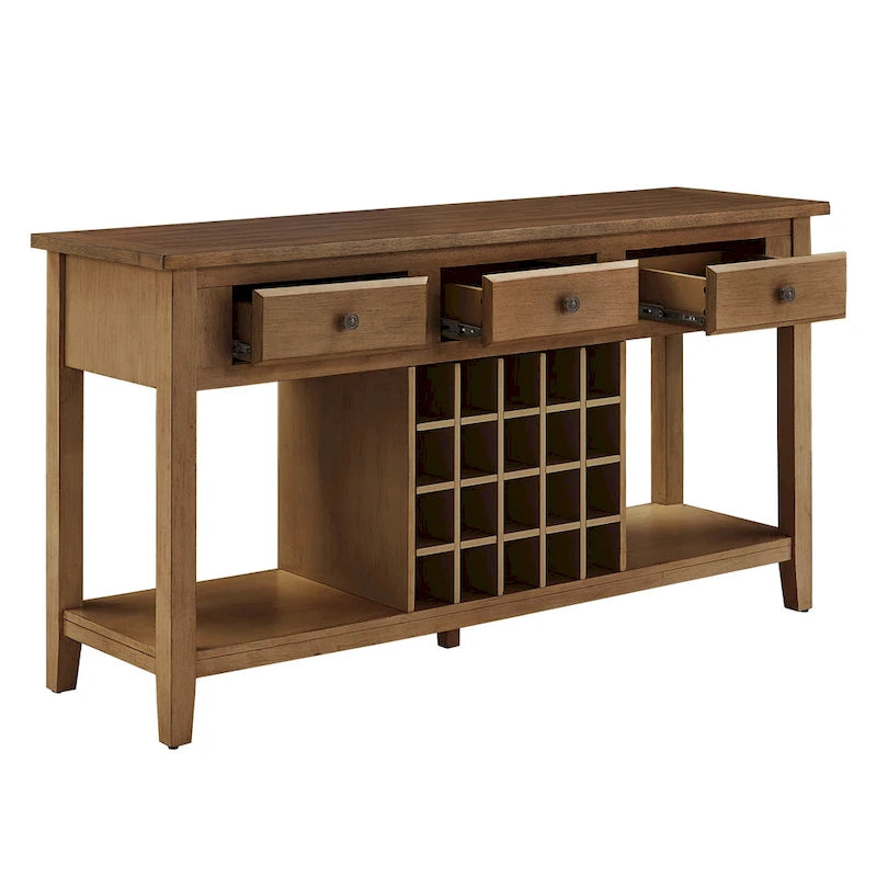 Buffet-bahut deux tons en bois avec casier à vin