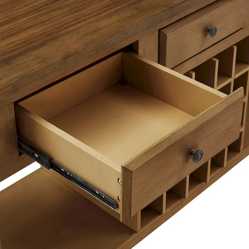 Buffet-bahut deux tons en bois avec casier à vin