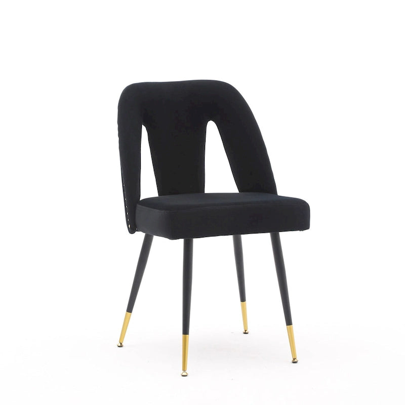 de 2 chaises de salle à manger en velours capitonné avec clous décoratifs et pieds en métal