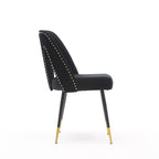de 2 chaises de salle à manger en velours capitonné avec clous décoratifs et pieds en métal