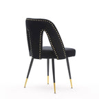 de 2 chaises de salle à manger en velours capitonné avec clous décoratifs et pieds en métal