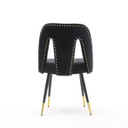 de 2 chaises de salle à manger en velours capitonné avec clous décoratifs et pieds en métal