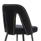 de 2 chaises de salle à manger en velours capitonné avec clous décoratifs et pieds en métal