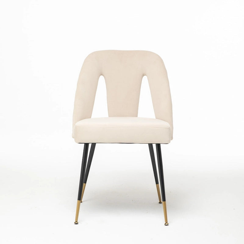 de 2 chaises de salle à manger en velours capitonné avec clous décoratifs et pieds en métal