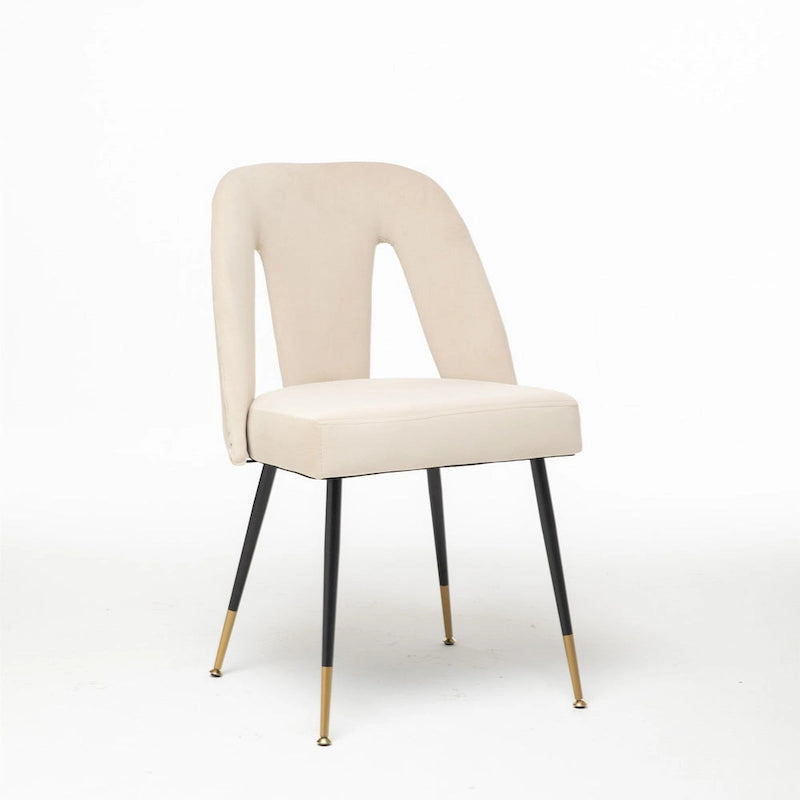 de 2 chaises de salle à manger en velours capitonné avec clous décoratifs et pieds en métal