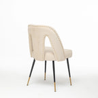 de 2 chaises de salle à manger en velours capitonné avec clous décoratifs et pieds en métal