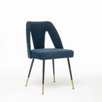 de 2 chaises de salle à manger en velours capitonné avec clous décoratifs et pieds en métal