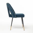 de 2 chaises de salle à manger en velours capitonné avec clous décoratifs et pieds en métal