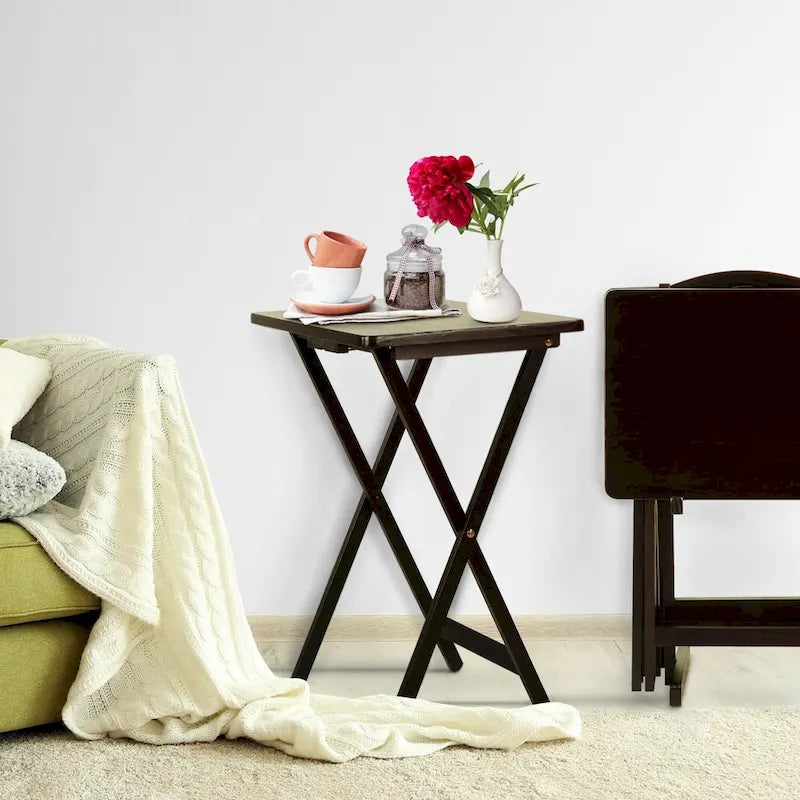 Table de service traditionnelle en bois massif, 5 pièces