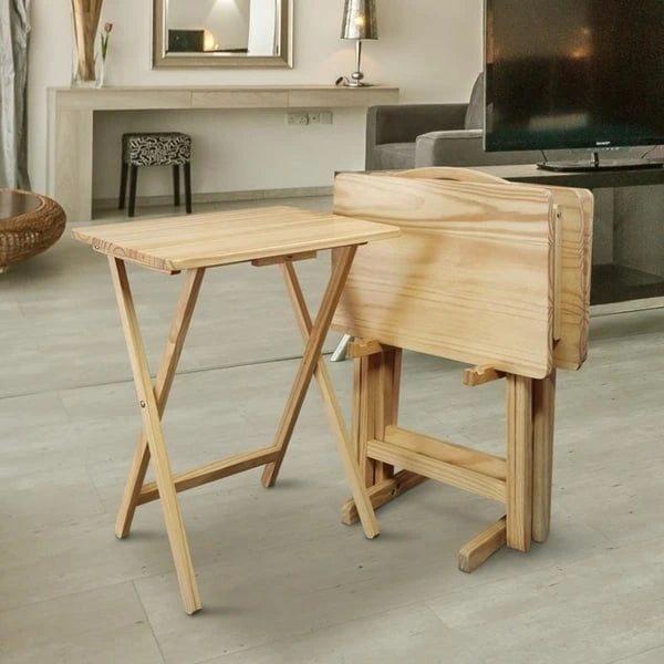 Table de service traditionnelle en bois massif, 5 pièces
