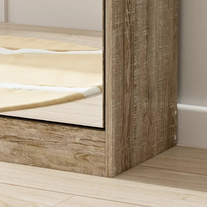 Meuble à chaussures étroit sur pied avec 3 tiroirs basculants à miroir