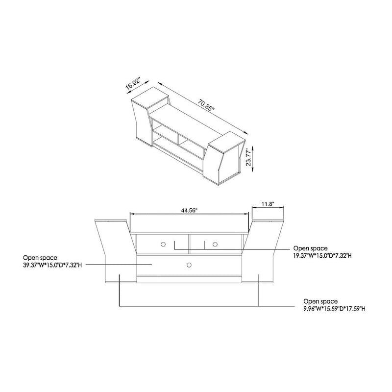 71-inch three-tier open TV cabinet