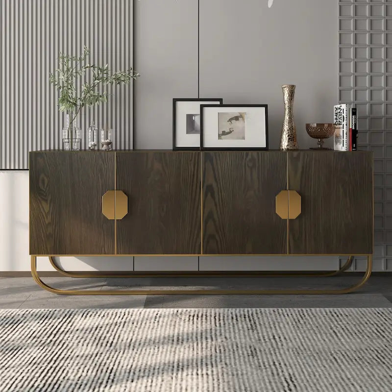 Meuble d'appoint 4 portes à motif bois