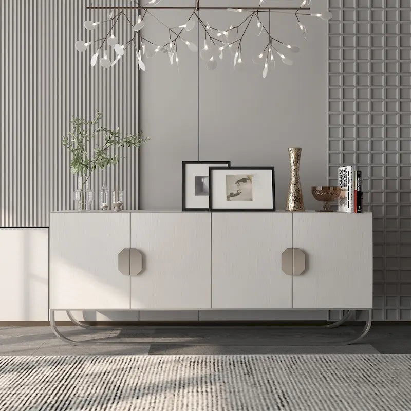 Meuble d'appoint 4 portes à motif bois