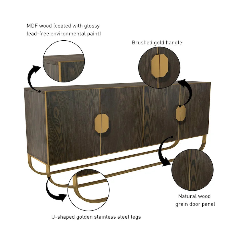 Meuble d'appoint 4 portes à motif bois