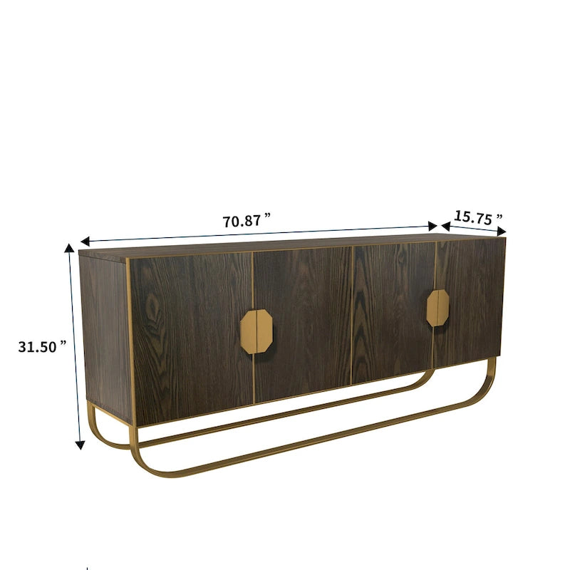 Meuble d'appoint 4 portes à motif bois