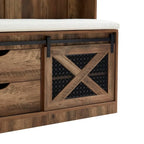 Porte-manteau en bois de 40,6 po avec banc et rangement à chaussures