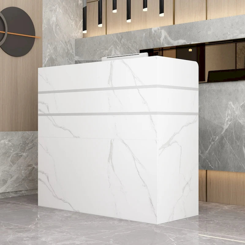 Kerrogee 47.2L Reception Counter Desk with Lockable Drawers Table
