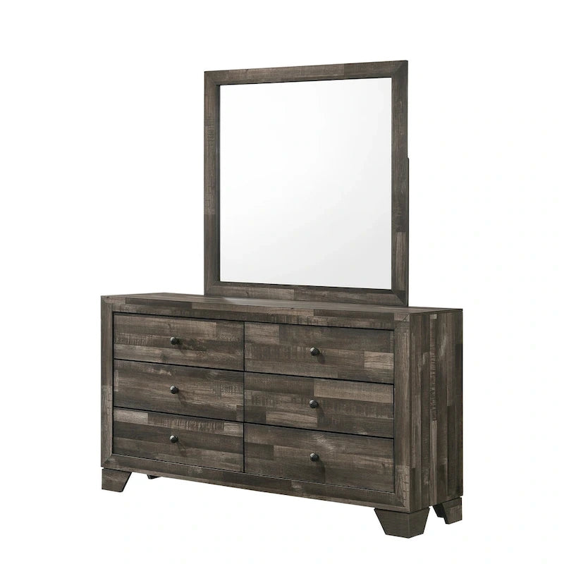 Chambre à coucher 4 pièces en bois rustique brun
