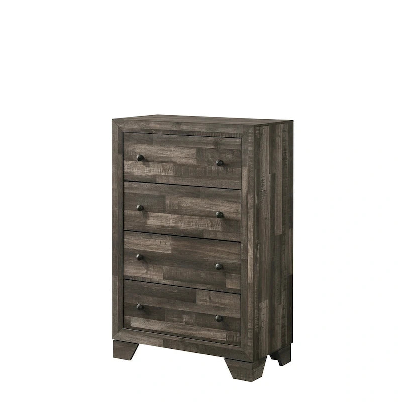 Chambre à coucher 4 pièces en bois rustique brun
